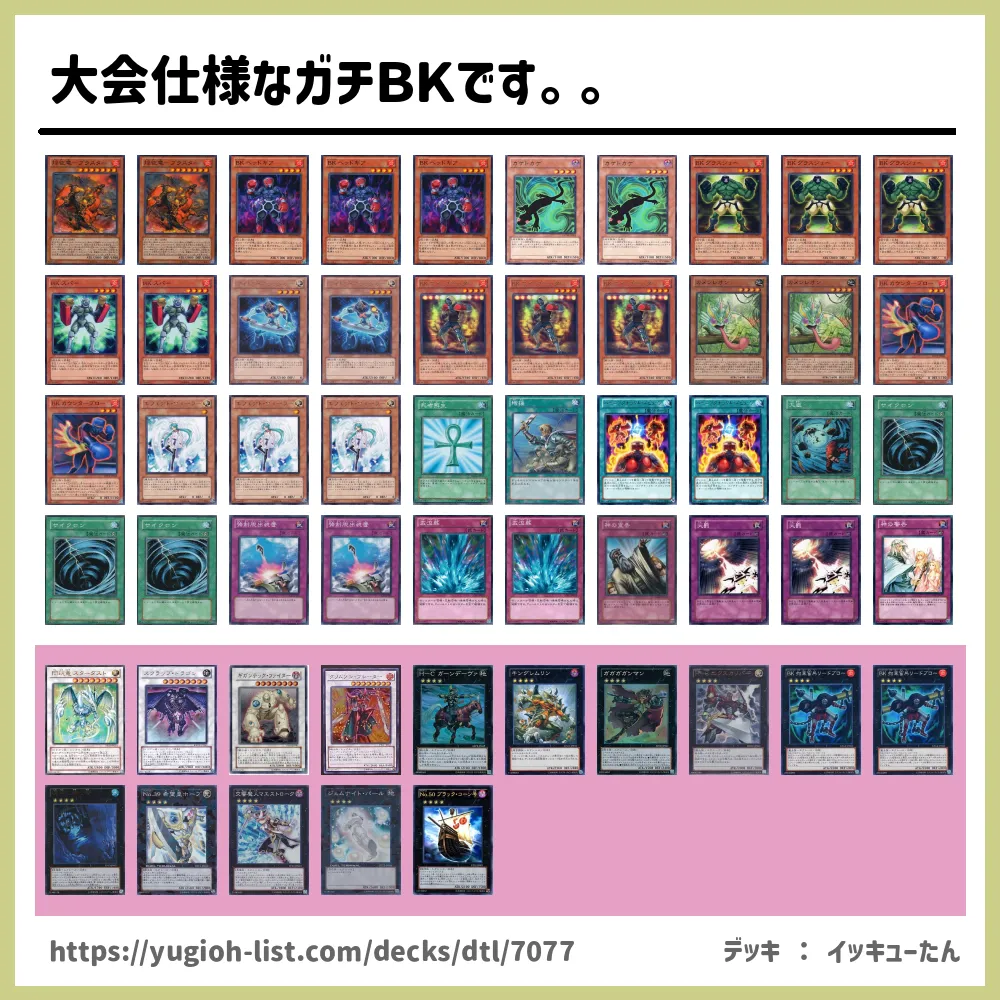 大会仕様なガチｂｋです 遊戯王デッキレシピbk ﾊﾞｰﾆﾝｸﾞﾅｯｸﾗｰ ビートダウン 遊戯王カードリスト 評価 オリカ