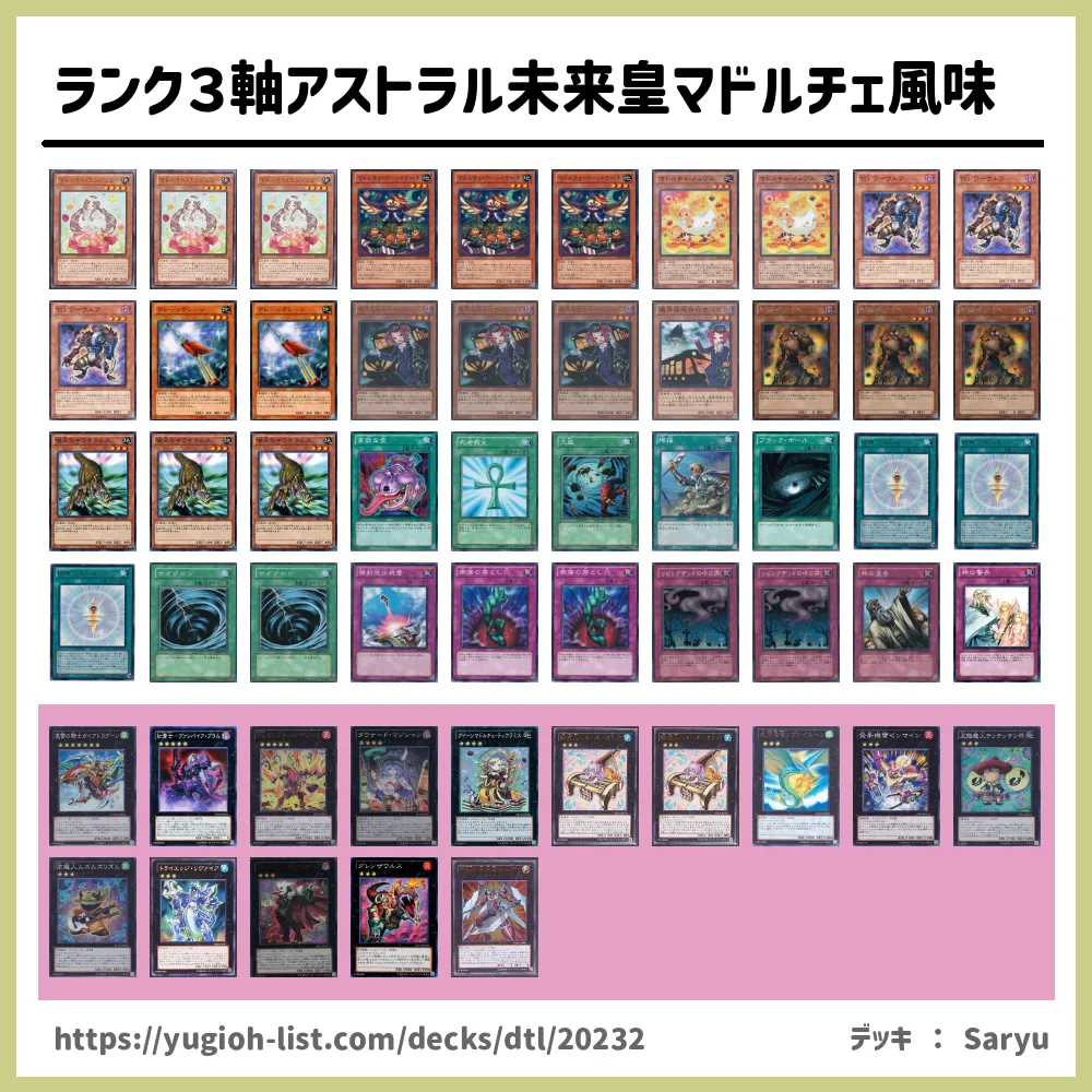 ランク３軸アストラル未来皇マドルチェ風味デッキレシピランク3エクシーズ ビートダウン 遊戯王カードリスト 評価 オリカ