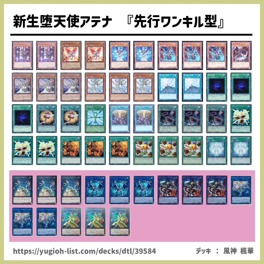 遊戯王 新生堕天使アテナ 先行ワンキル型 デッキレシピ天使族 ロック バーン 遊戯王カードリスト 評価 オリカ