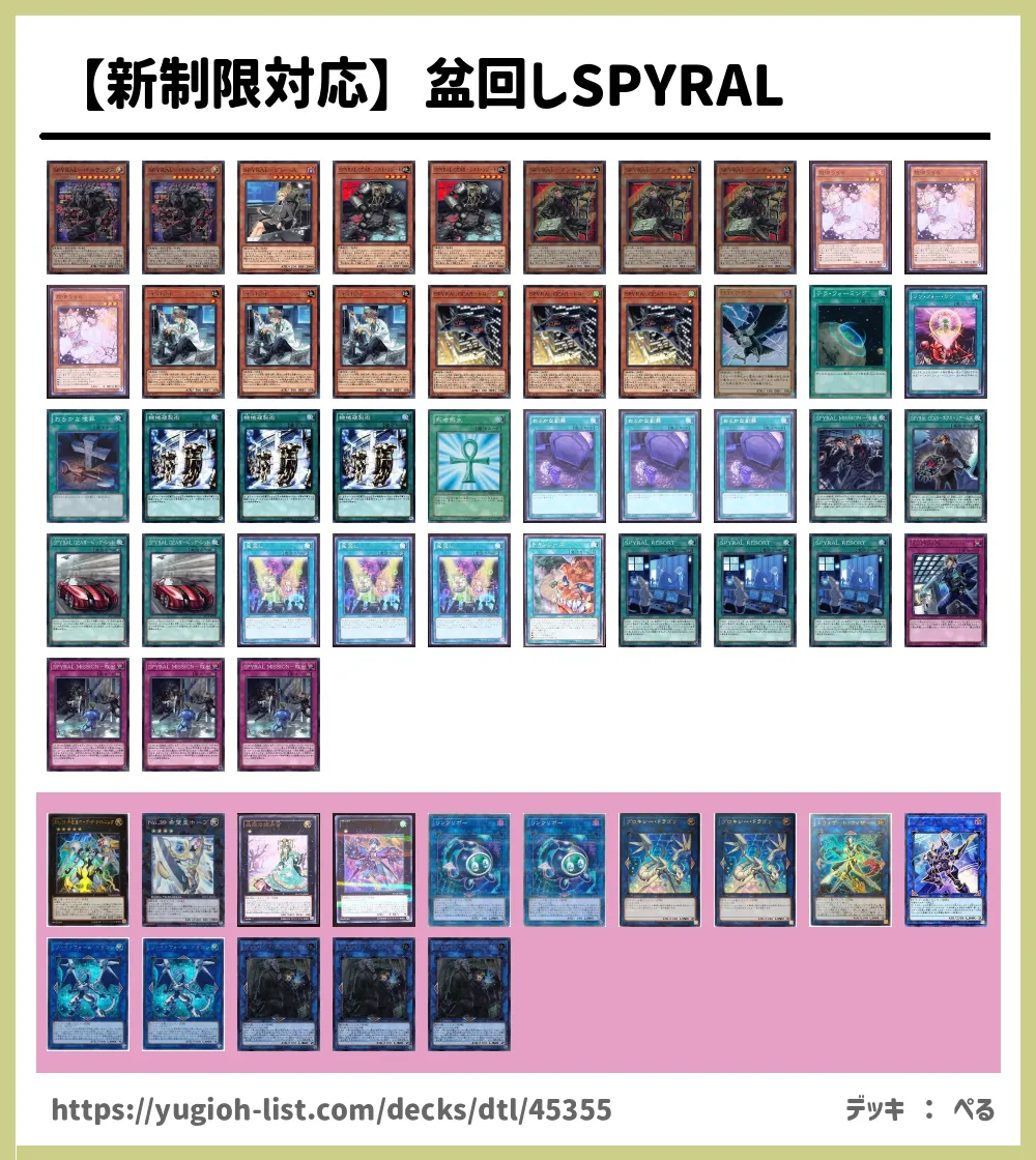 新制限対応 盆回しspyral遊戯王デッキレシピｓｐｙｒａｌ ｽﾊﾟｲﾗﾙ ビートダウン 遊戯王カードリスト 評価 オリカ