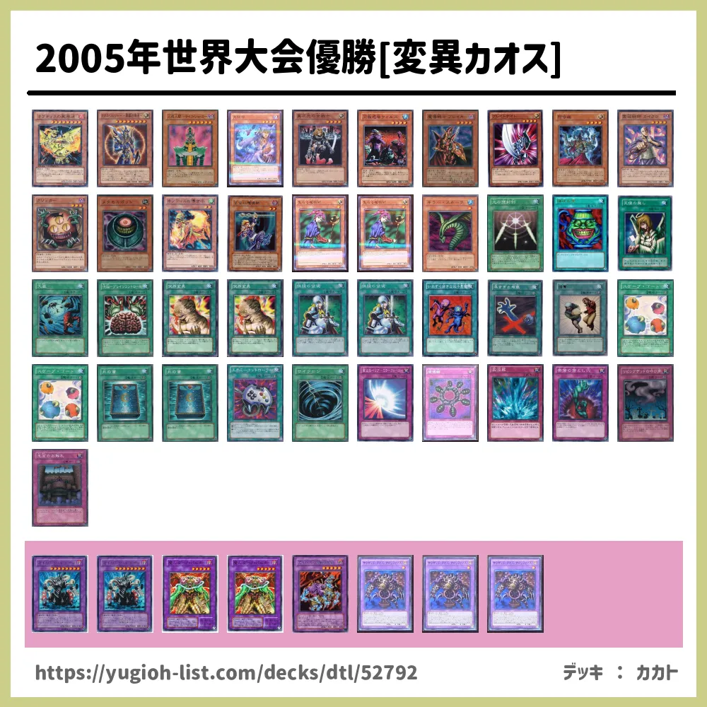 05年世界大会優勝 変異カオス 遊戯王デッキレシピ ビートダウン 遊戯王カードリスト 評価 オリカ