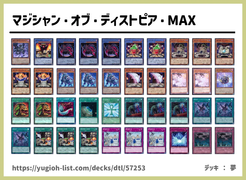 マジシャン オブ ディストピア Maxデッキレシピ 儀式モンスター ビートダウン 遊戯王カードリスト 評価 オリカ