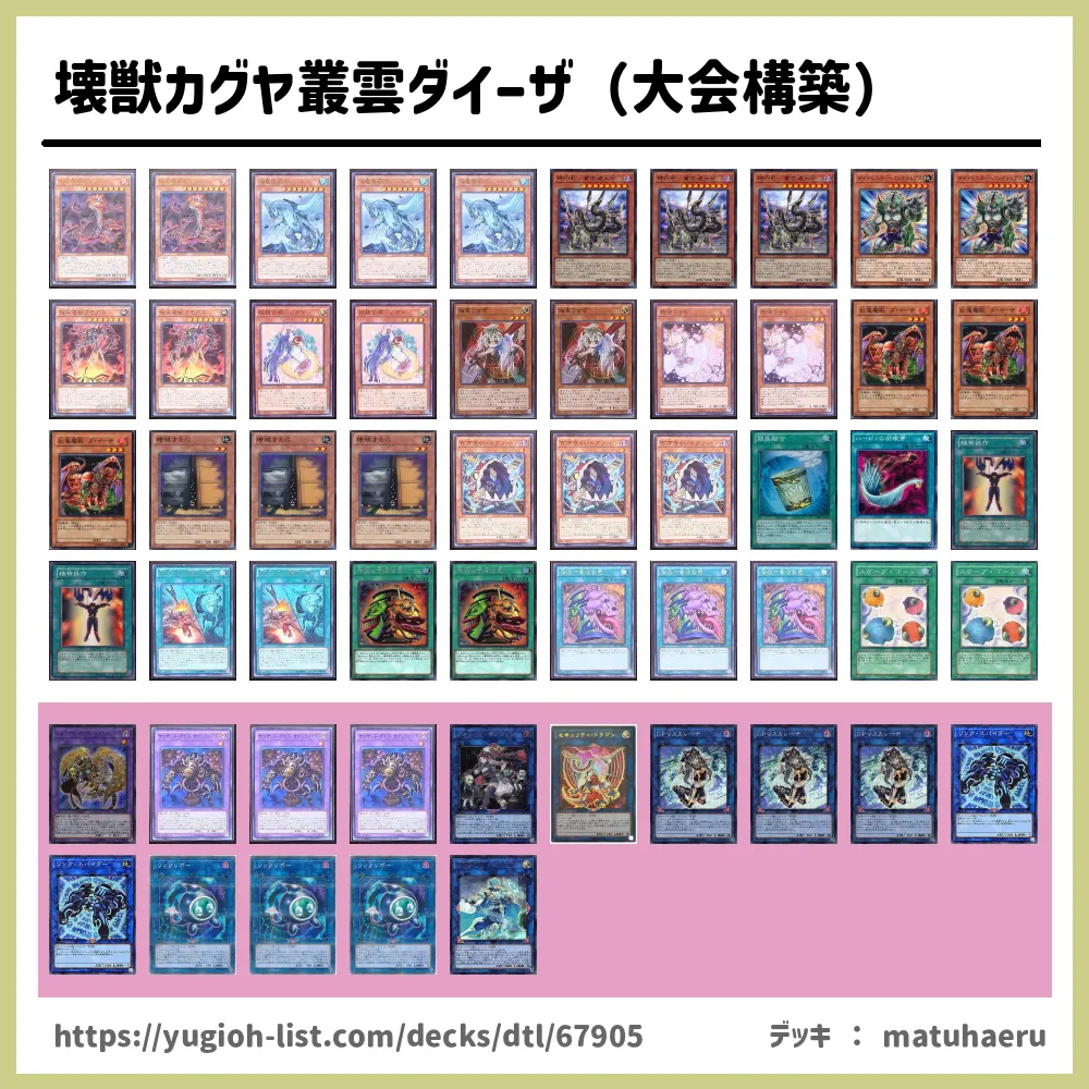 壊獣カグヤ叢雲ダイーザ（大会構築）遊戯王デッキレシピ【ビートダウン】 | 遊戯王カードリスト・評価・オリカ