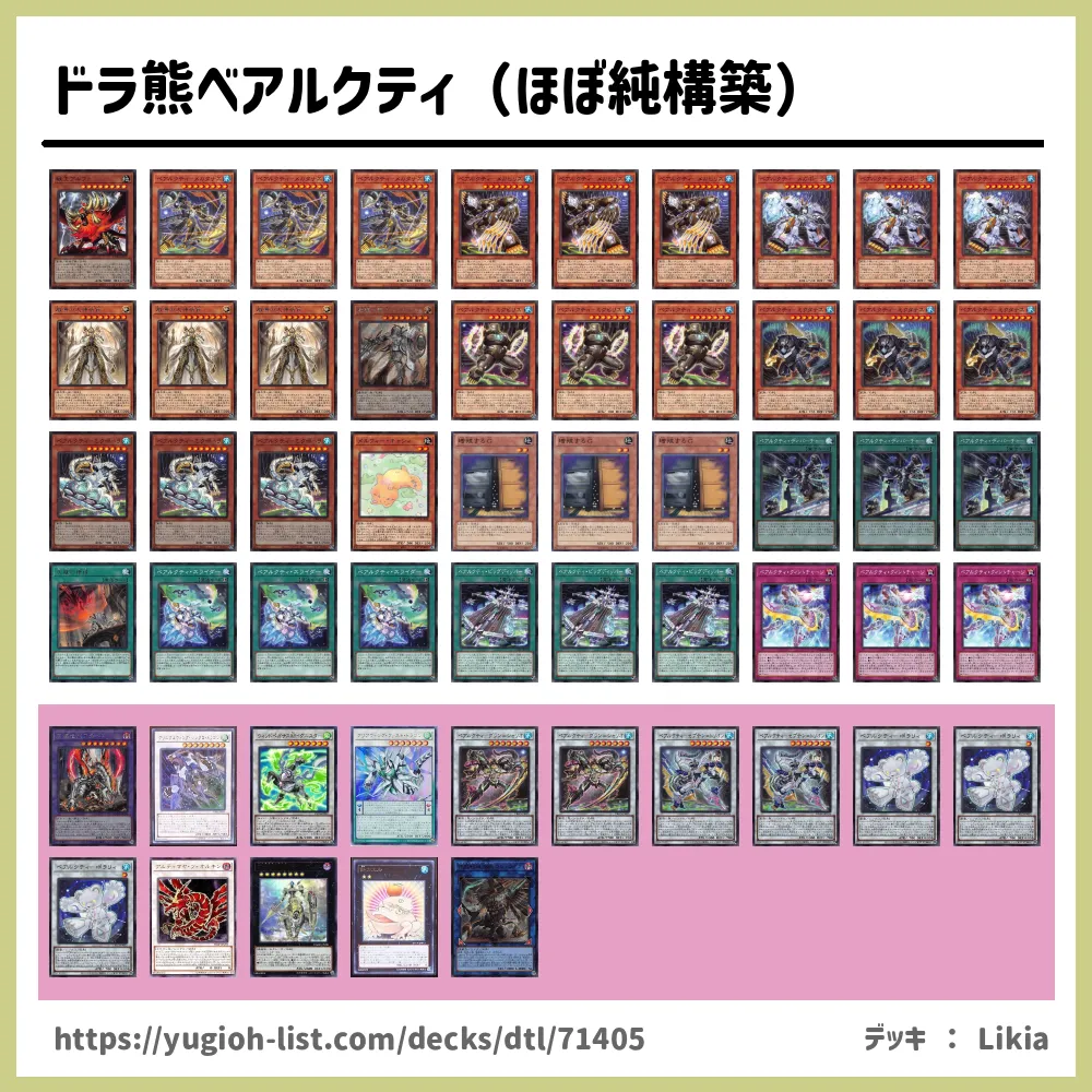 ドラ熊ベアルクティ（ほぼ純構築）遊戯王デッキレシピベアルクティ